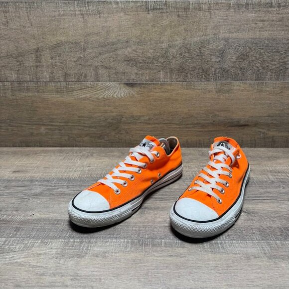 Converse Bright Orange Canvas Sneakers Men's Size 9 - Picture 1 of 7